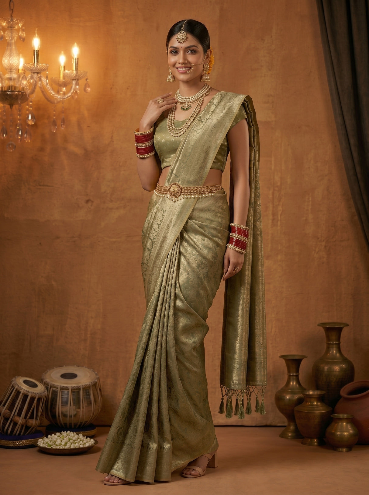 MIMOSA Green Saree Saree — pose 5 styling detail