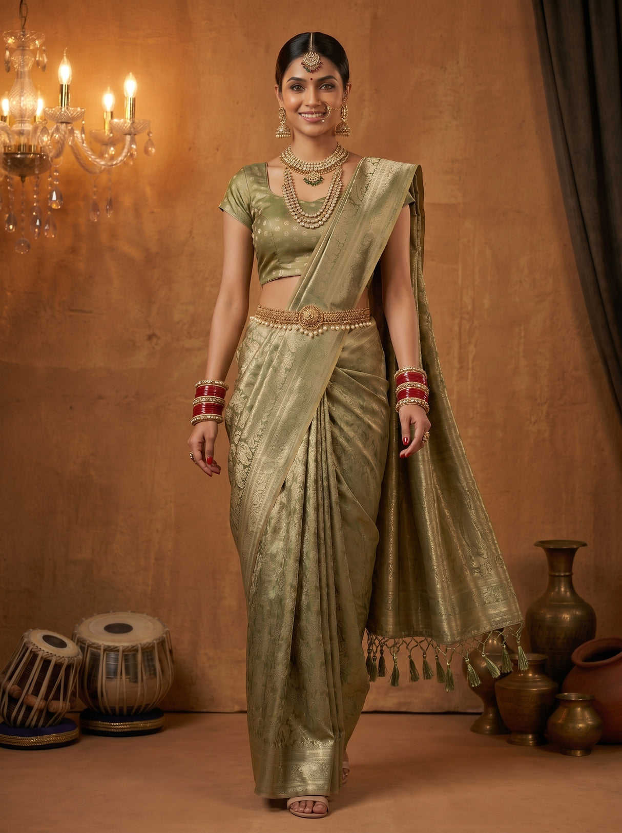 MIMOSA Green Saree Saree — pose 6 styling detail