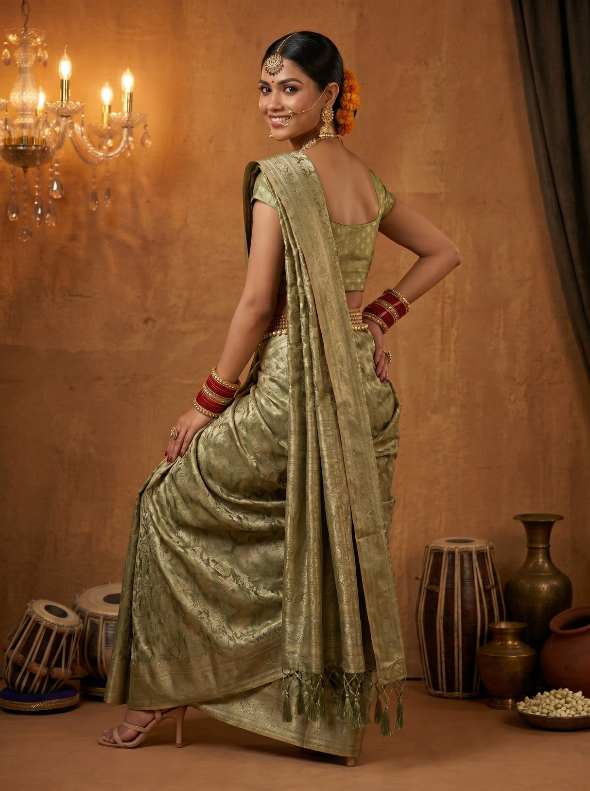 MIMOSA Green Saree Saree — pose 7 styling detail