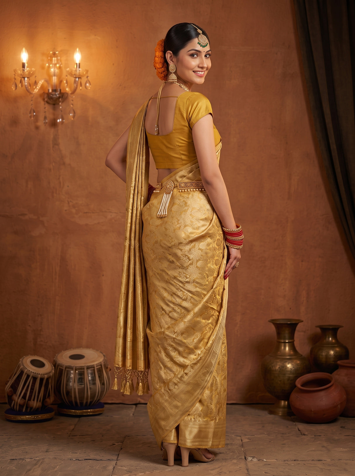 MIMOSA Mustard Saree Saree — pose 7 styling detail