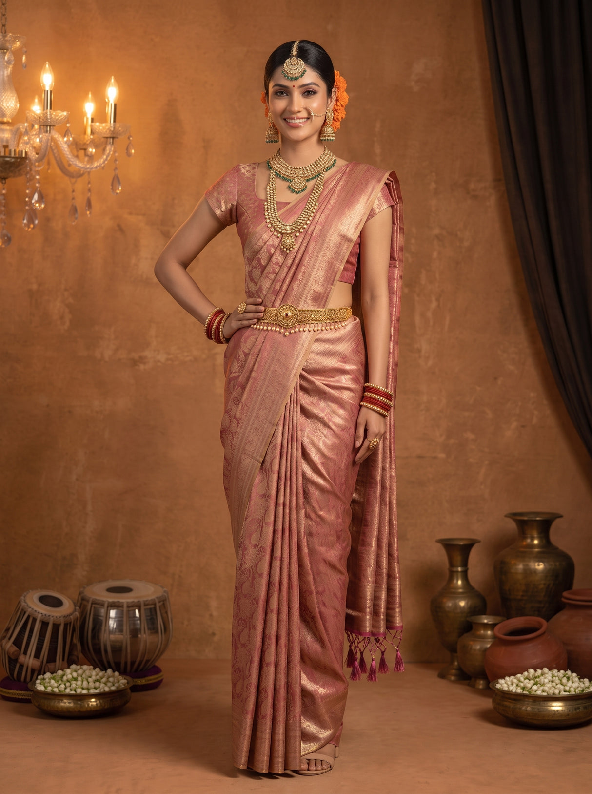 MIMOSA Pink Saree Saree — pose 4 styling detail