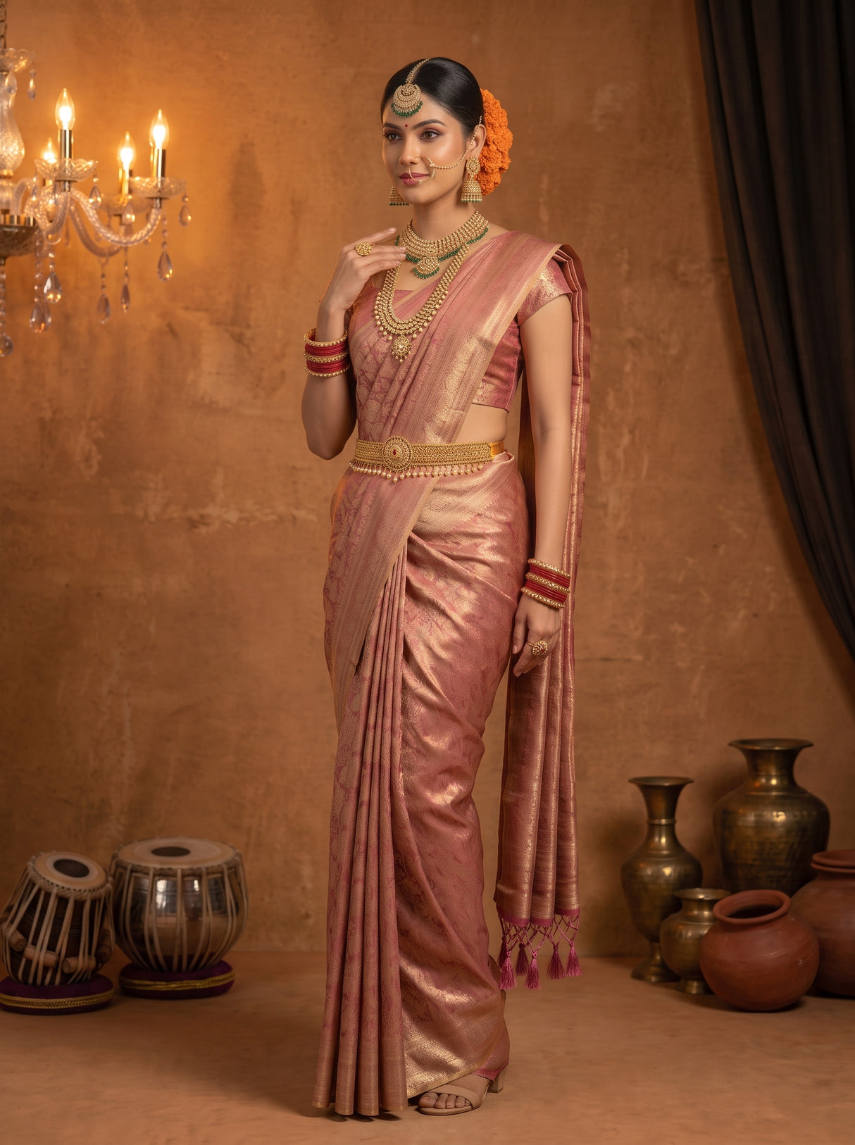 MIMOSA Pink Saree Saree — pose 5 styling detail