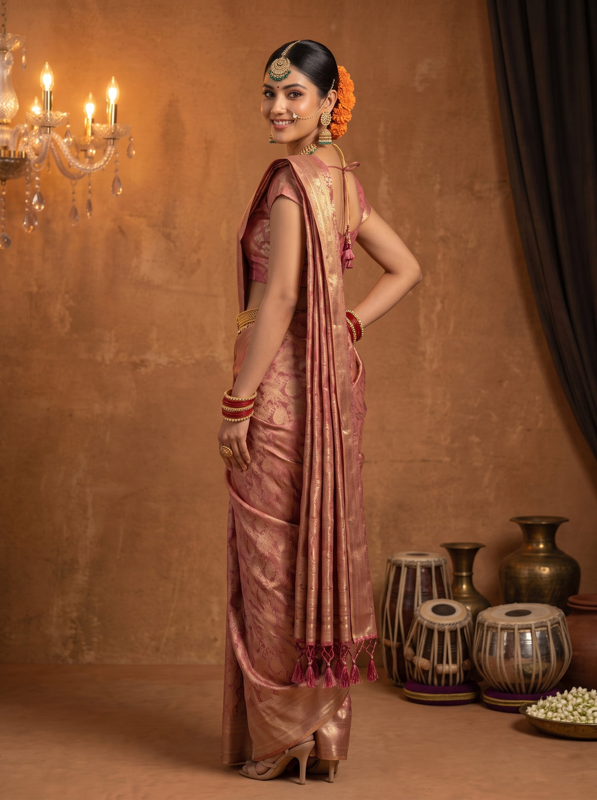 MIMOSA Pink Saree Saree — pose 7 styling detail
