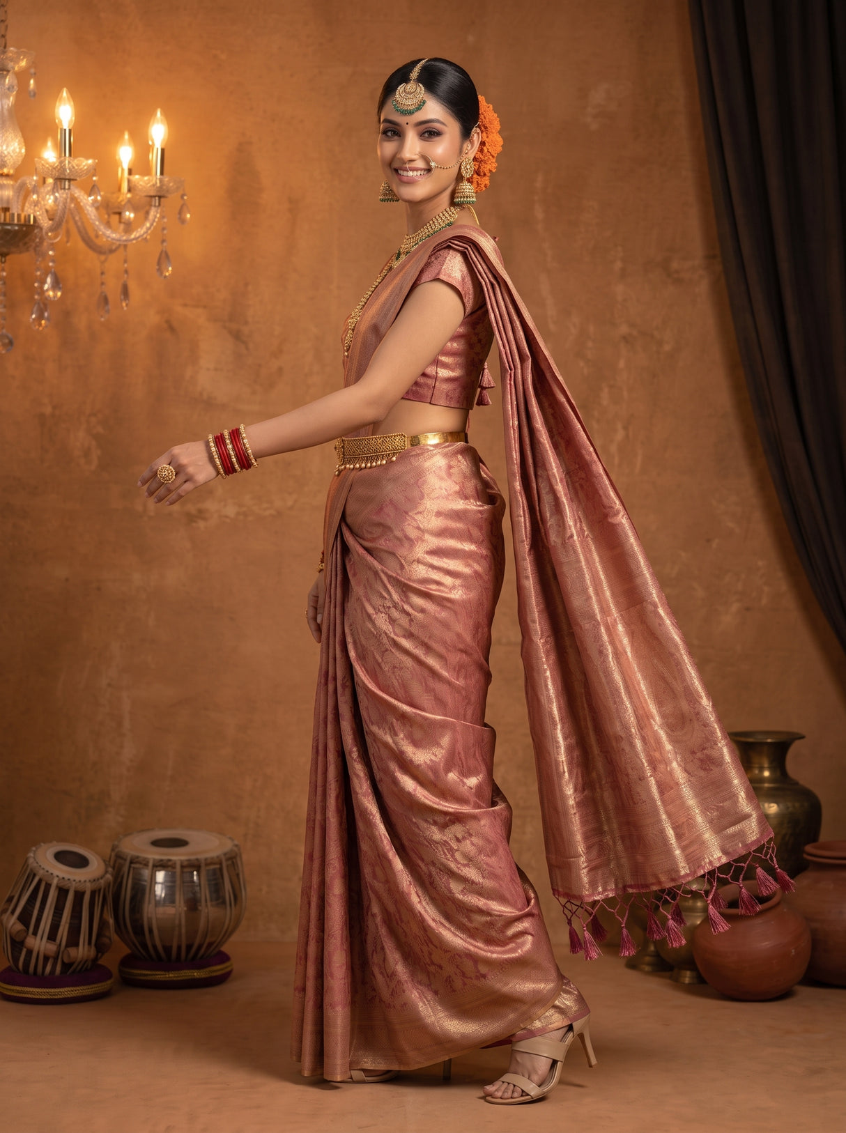 MIMOSA Pink Saree Saree — pose 9 styling detail