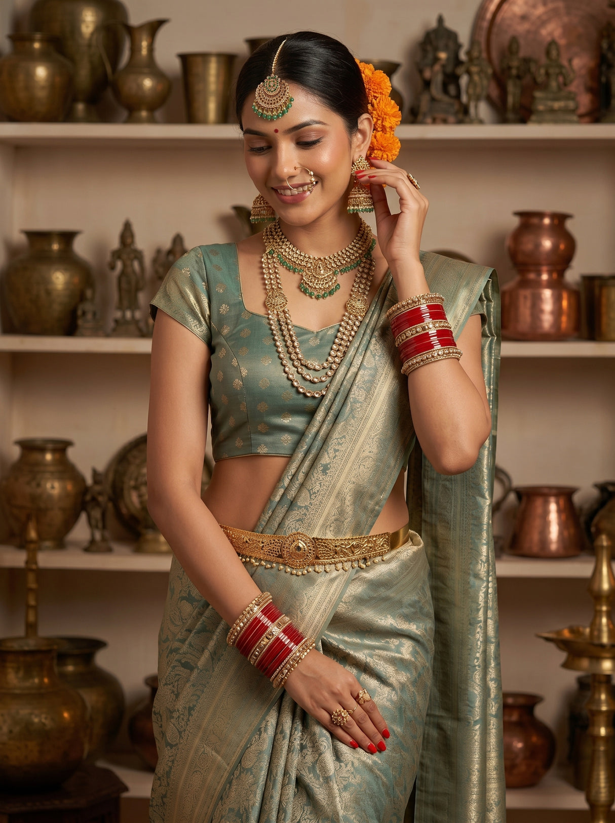 MIMOSA Sapphire Saree Saree — pose 10 styling detail