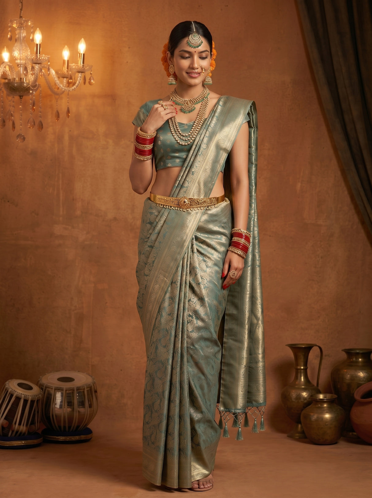 MIMOSA Sapphire Saree Saree — pose 5 styling detail