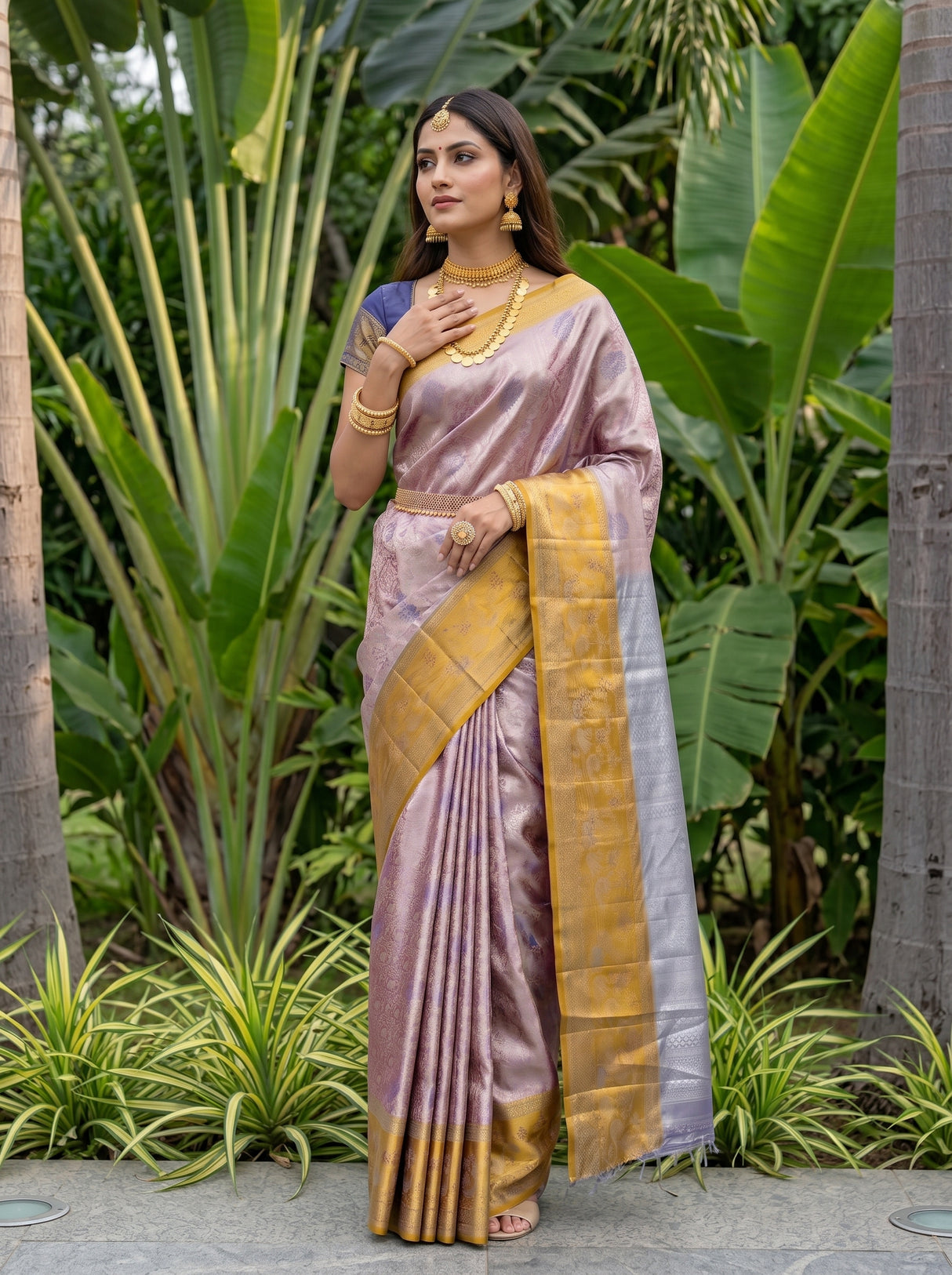 MIMOSA Maroon Saree Saree — pose 5 styling detail