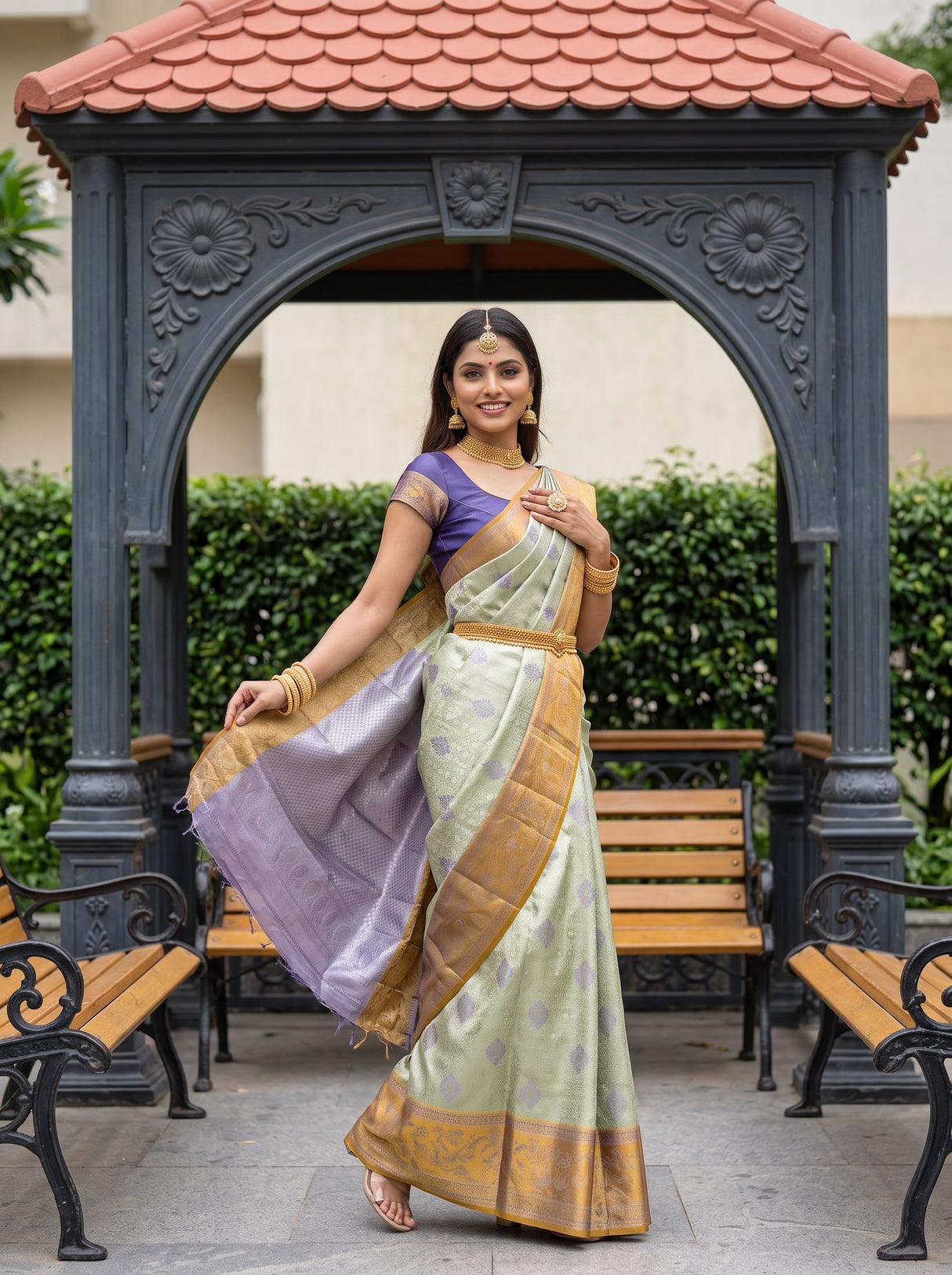 MIMOSA Olive Saree Saree — pose 9 styling detail