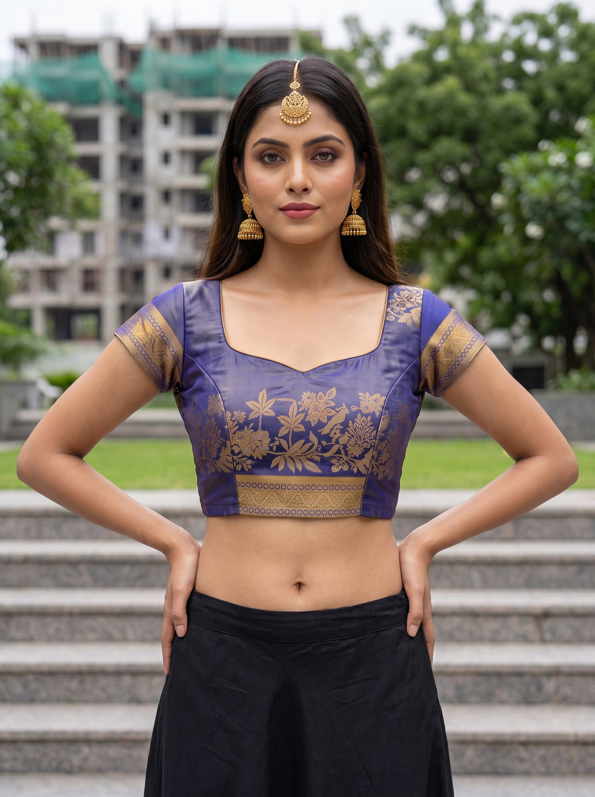 MIMOSA Olive Saree Saree — blouse close-up