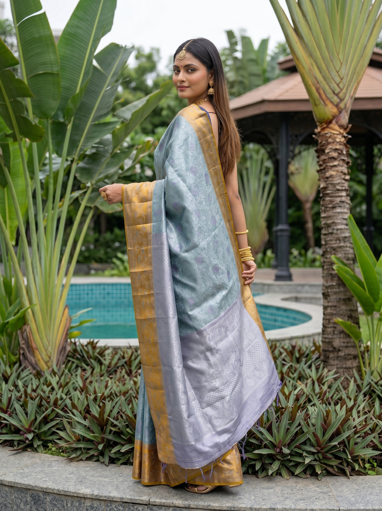 MIMOSA Sapphire Saree Saree — pose 7 styling detail