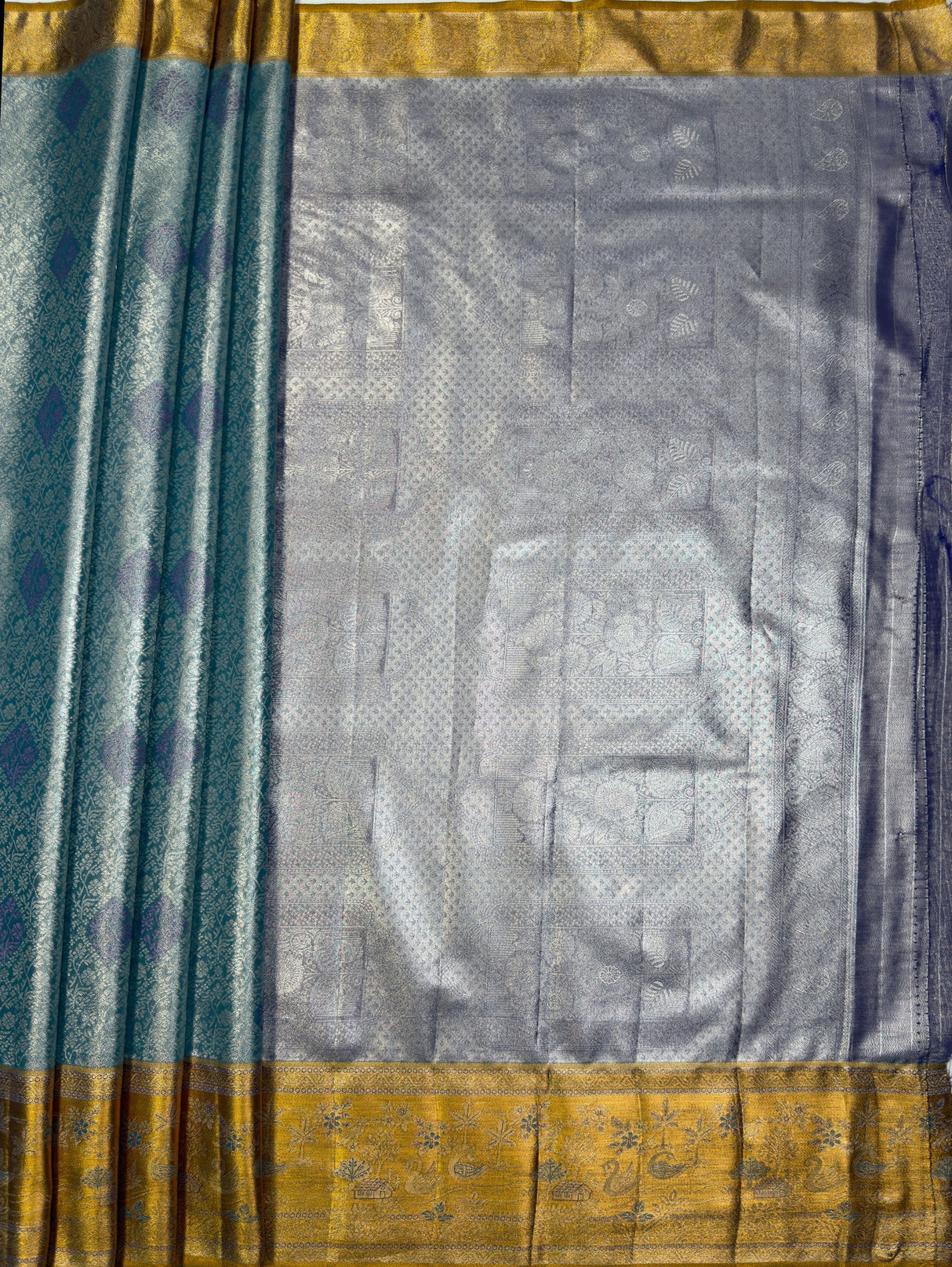 MIMOSA Sapphire Saree Saree — pallu and zari work detail