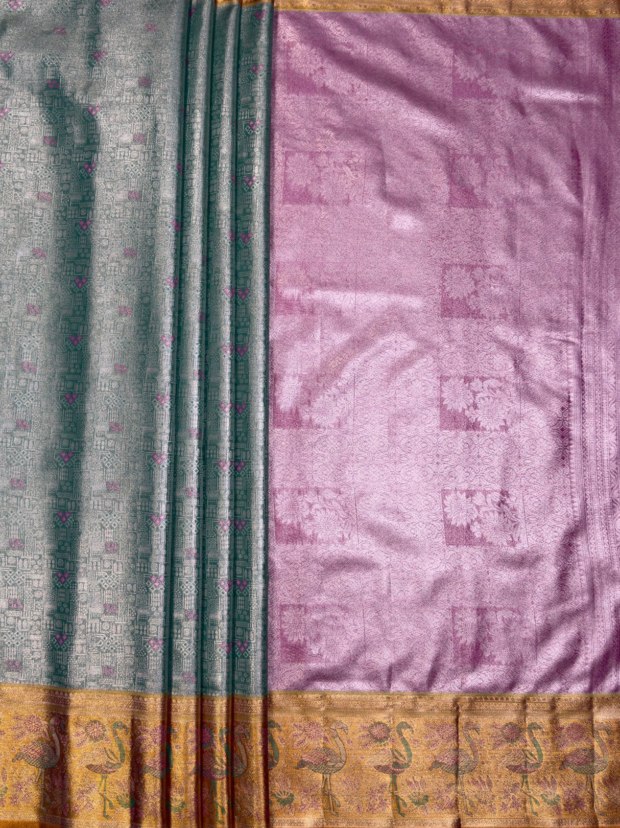 MIMOSA Rama Kanjivaram Art Silk Saree — pallu and zari work detail
