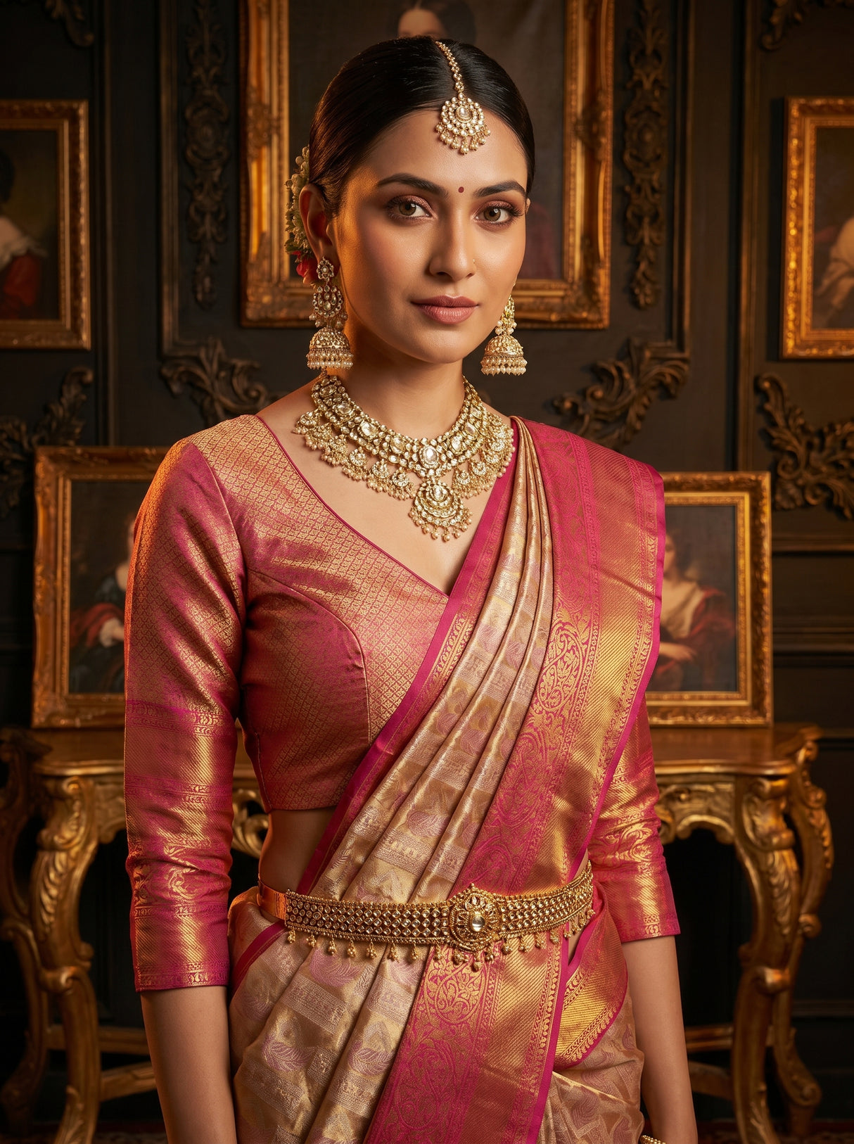 MIMOSA Gajari Kanjivaram Art Silk Saree β pose 10 styling detail