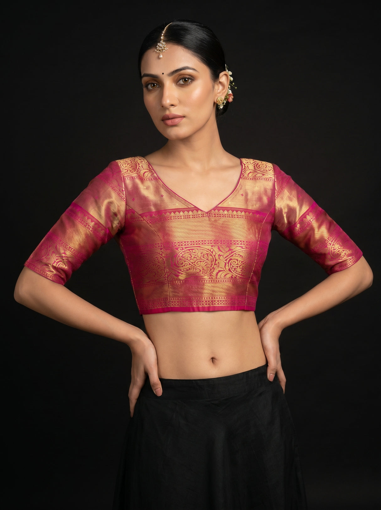 MIMOSA Rama Kanjivaram Art Silk Saree β blouse close-up