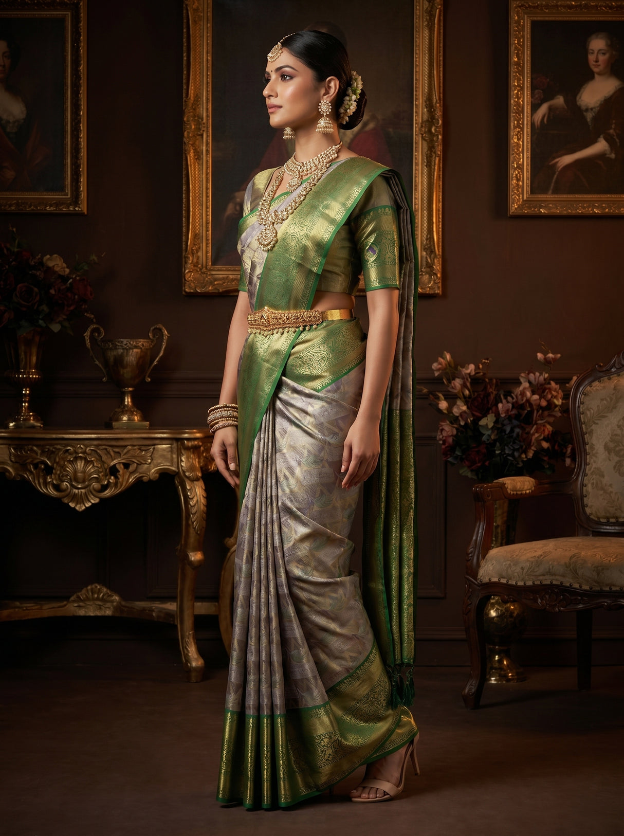 MIMOSA Violet Kanjivaram Art Silk Saree β Blouse Fabric Detail