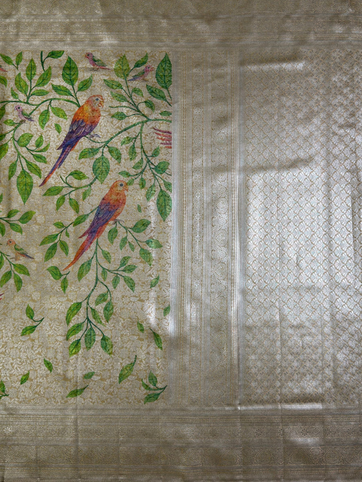MIMOSA Gold Saree Saree — pallu and zari work detail