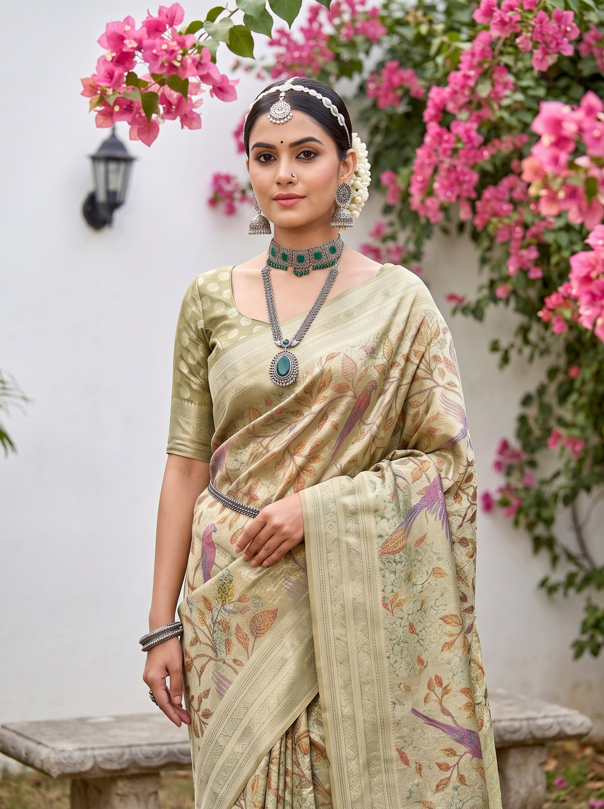 MIMOSA Green Saree Saree — pose 10 styling detail