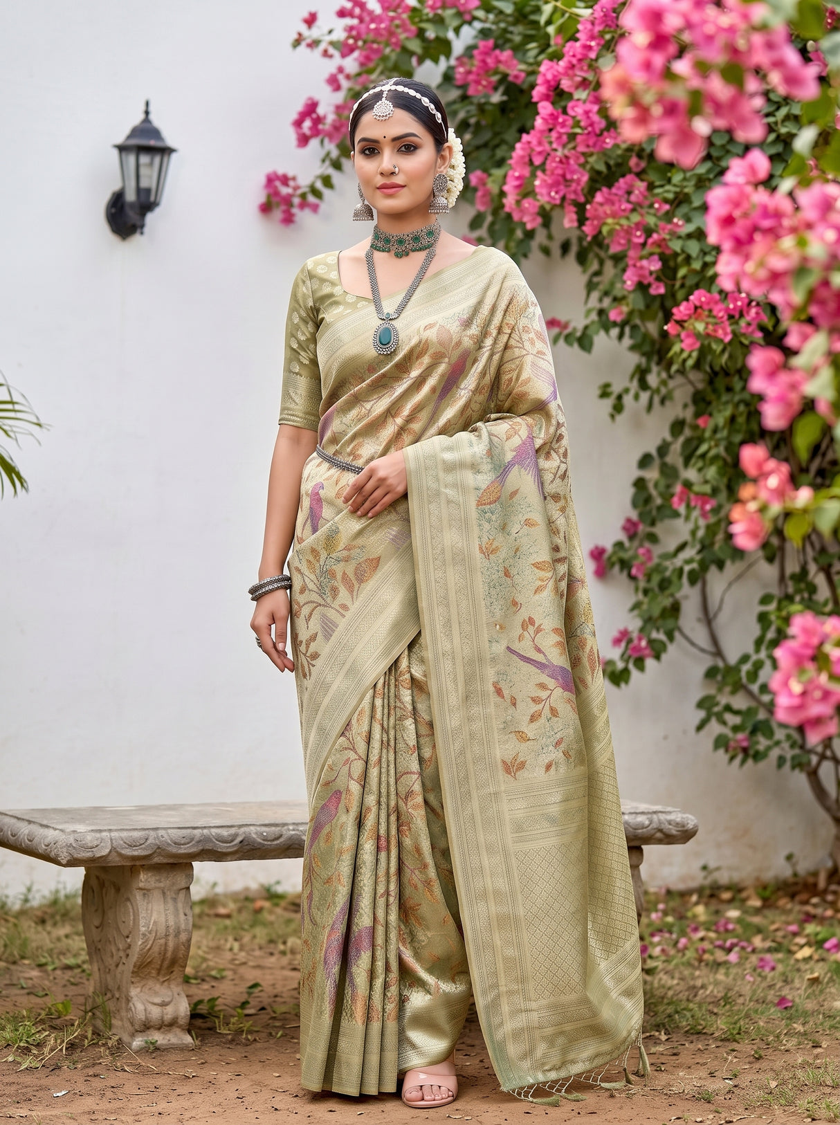 MIMOSA Green Saree Saree — pose 4 styling detail