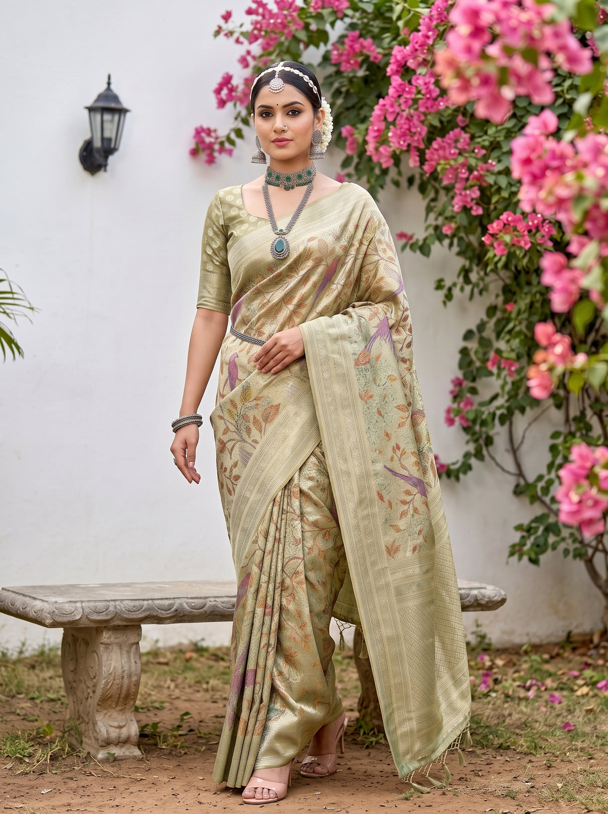 MIMOSA Green Saree Saree — pose 6 styling detail