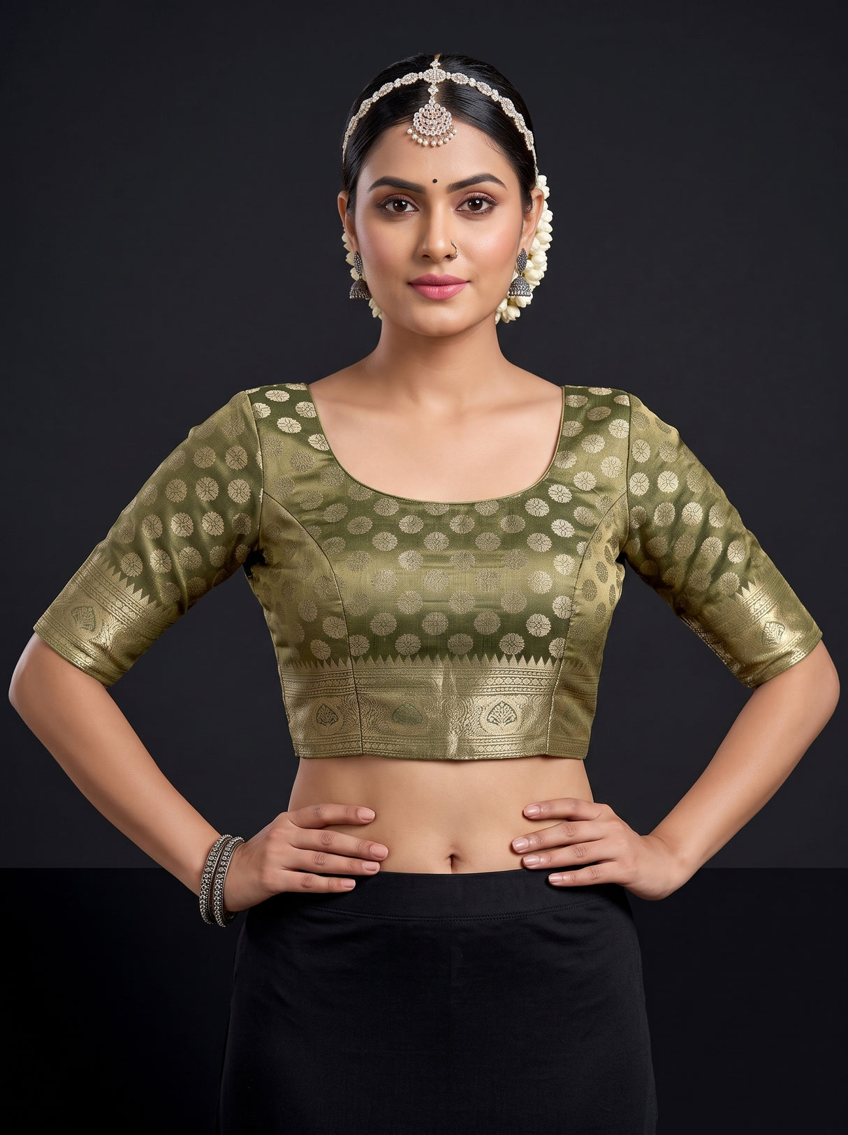 MIMOSA Green Saree Saree — blouse close-up