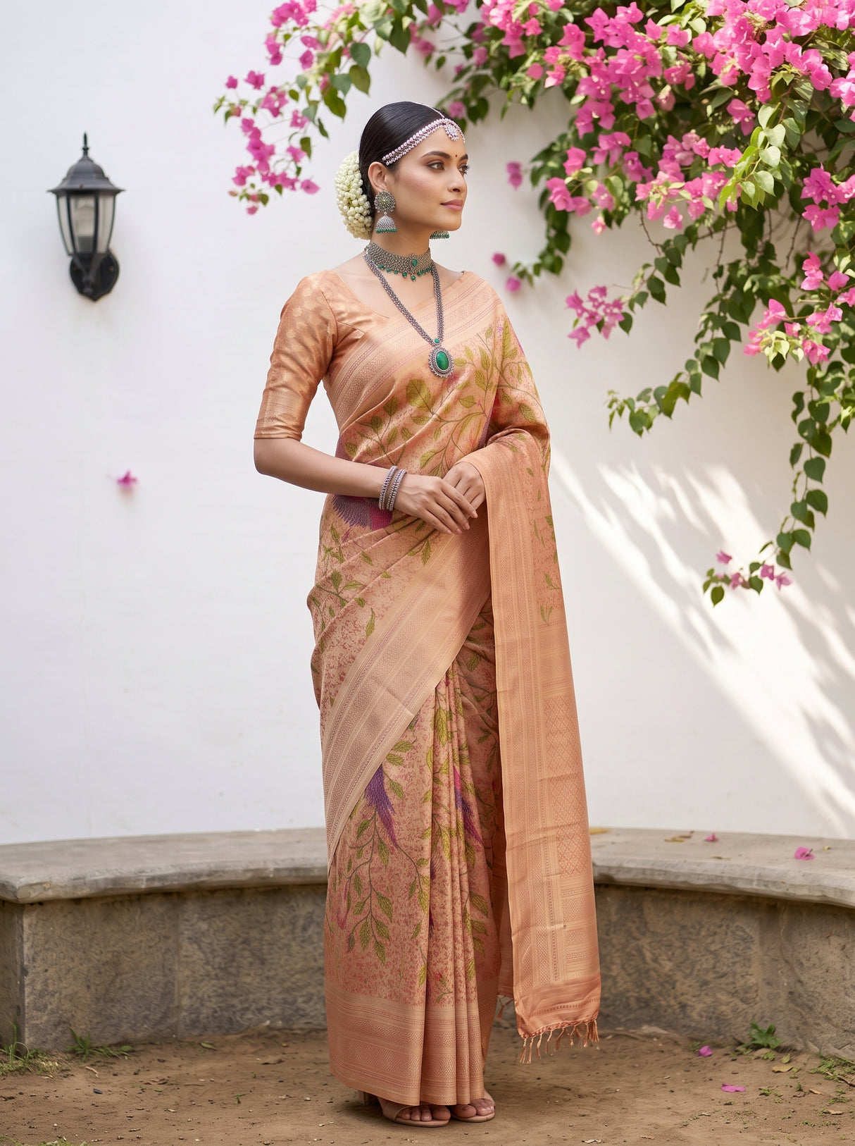 MIMOSA Orange Saree Saree — pose 5 styling detail