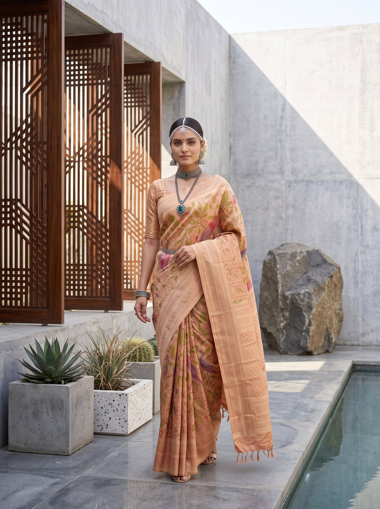 MIMOSA Orange Saree Saree — pose 7 styling detail