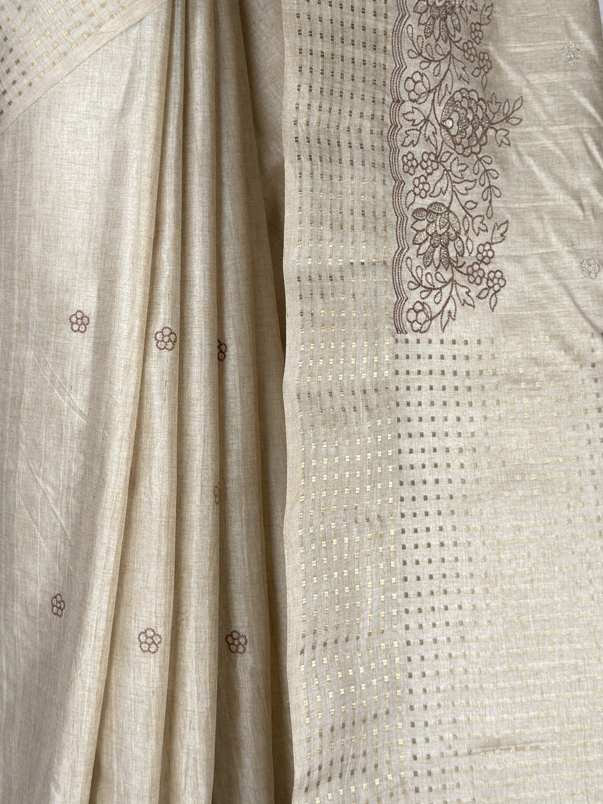 MIMOSA Tussar Banarasi Art Silk Saree — fleets shot full lifestyle