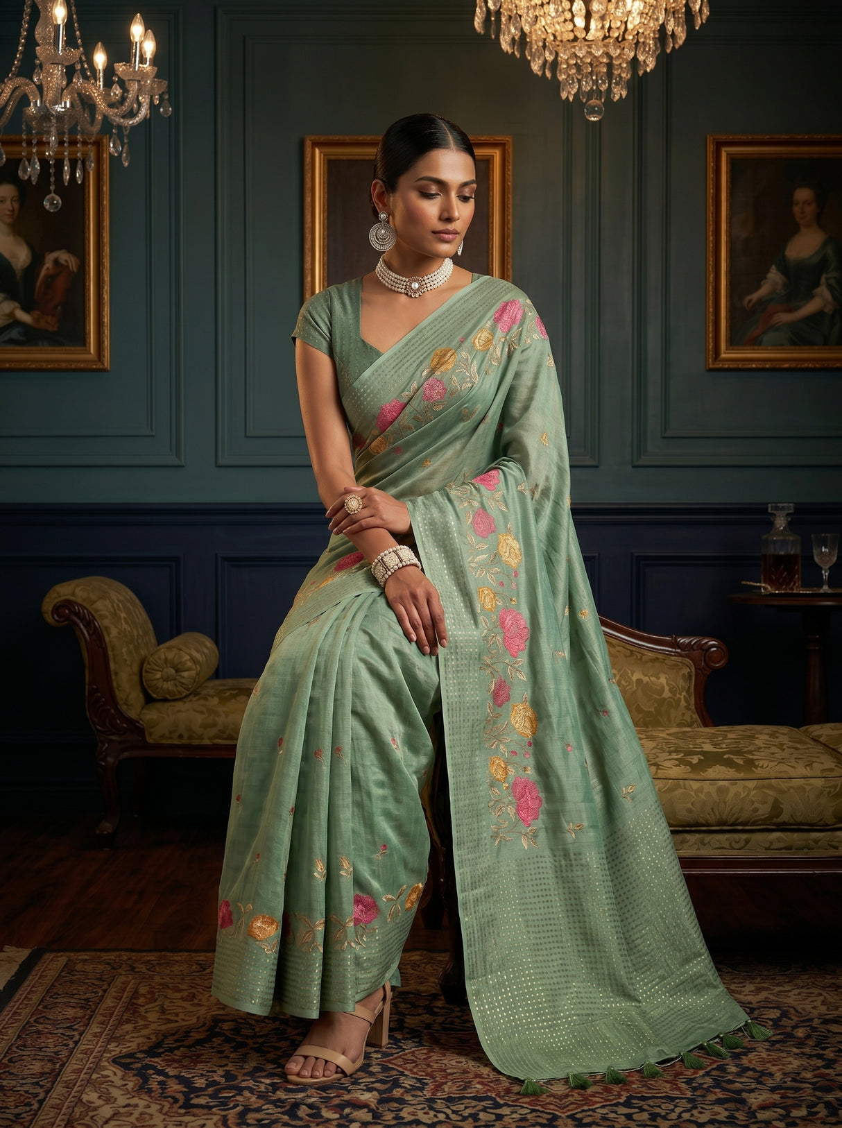 MIMOSA Pista Saree Saree — pose 8 styling detail