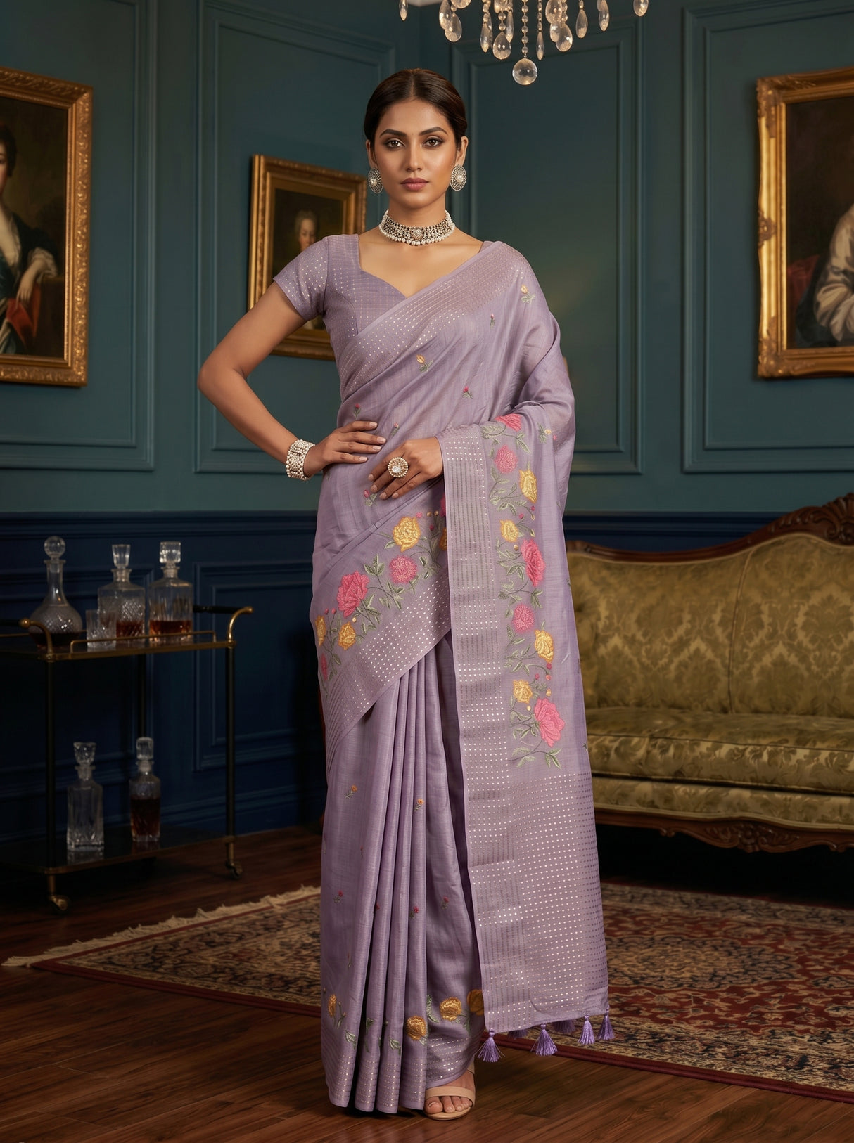 MIMOSA Violet Saree Saree — pose 4 styling detail