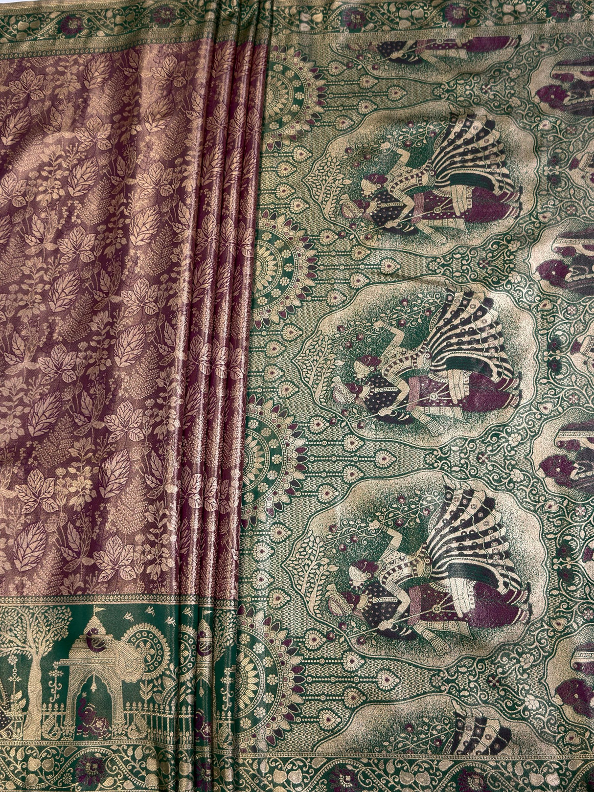 MIMOSA Chocolate Kanjivaram Art Silk Saree — pallu and zari work detail