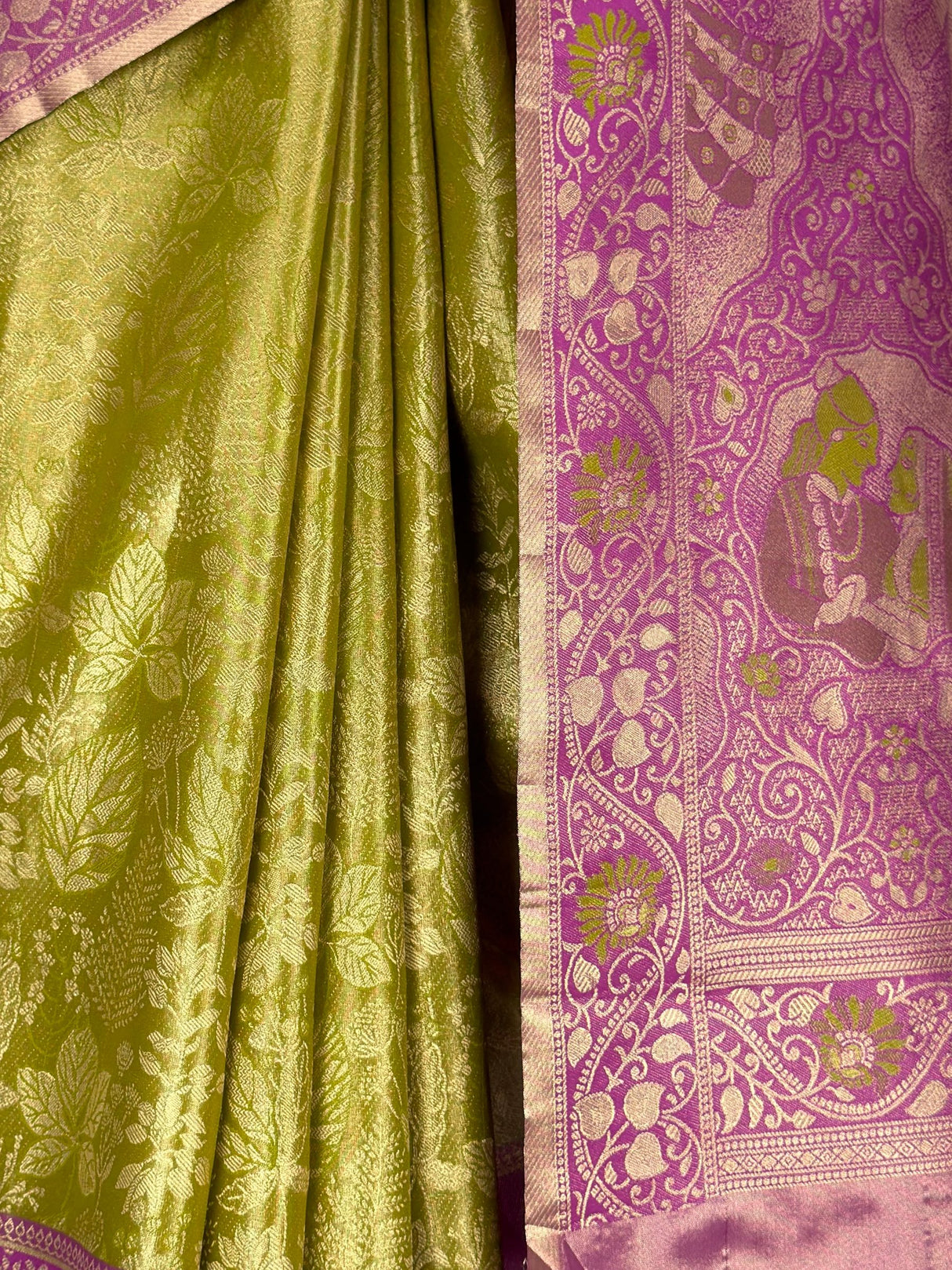 MIMOSA Olive Kanjivaram Art Silk Saree — fleets shot full lifestyle