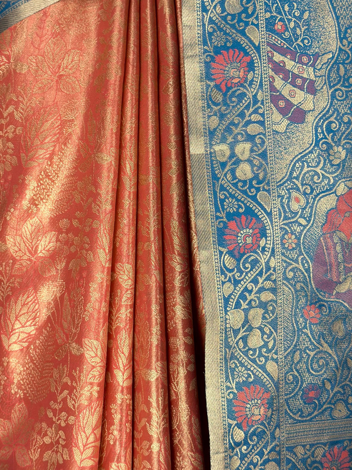 MIMOSA Peach Kanjivaram Art Silk Saree — fleets shot full lifestyle