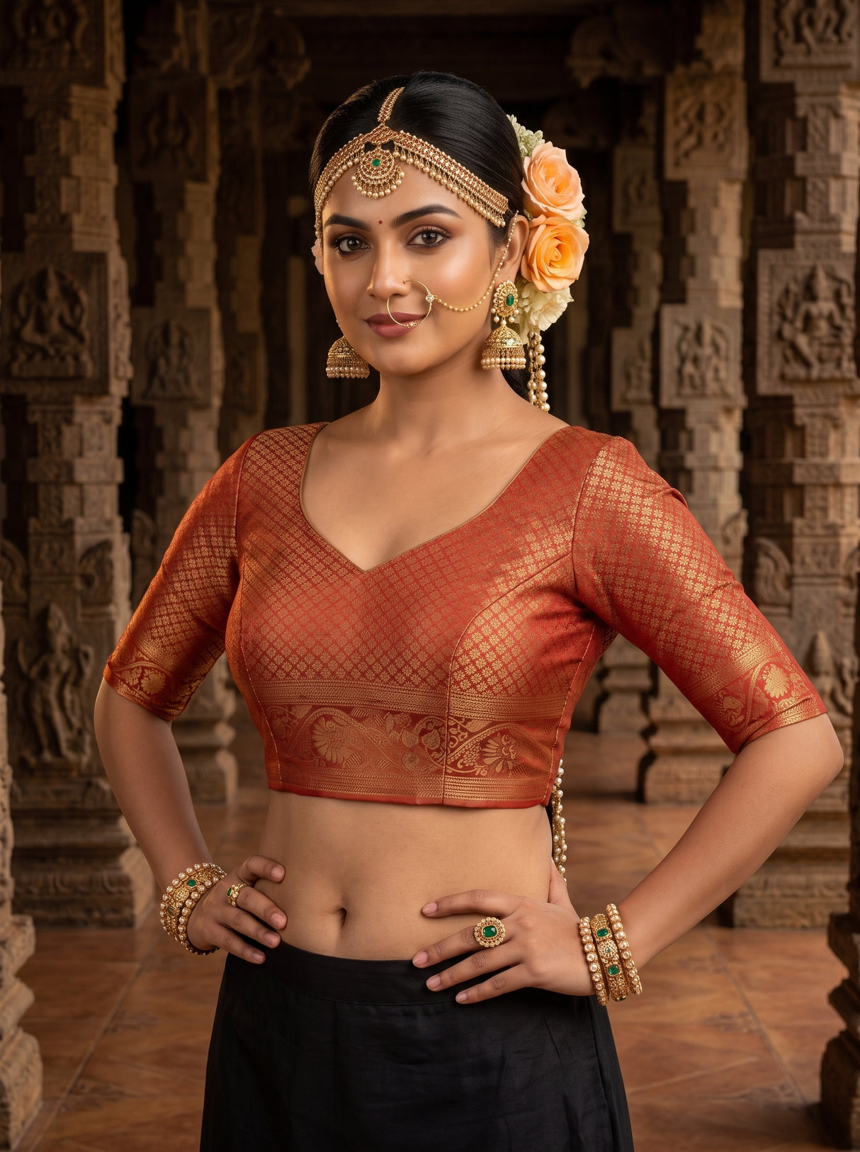 MIMOSA Tussar Kanjivaram Art Silk Saree — blouse close-up