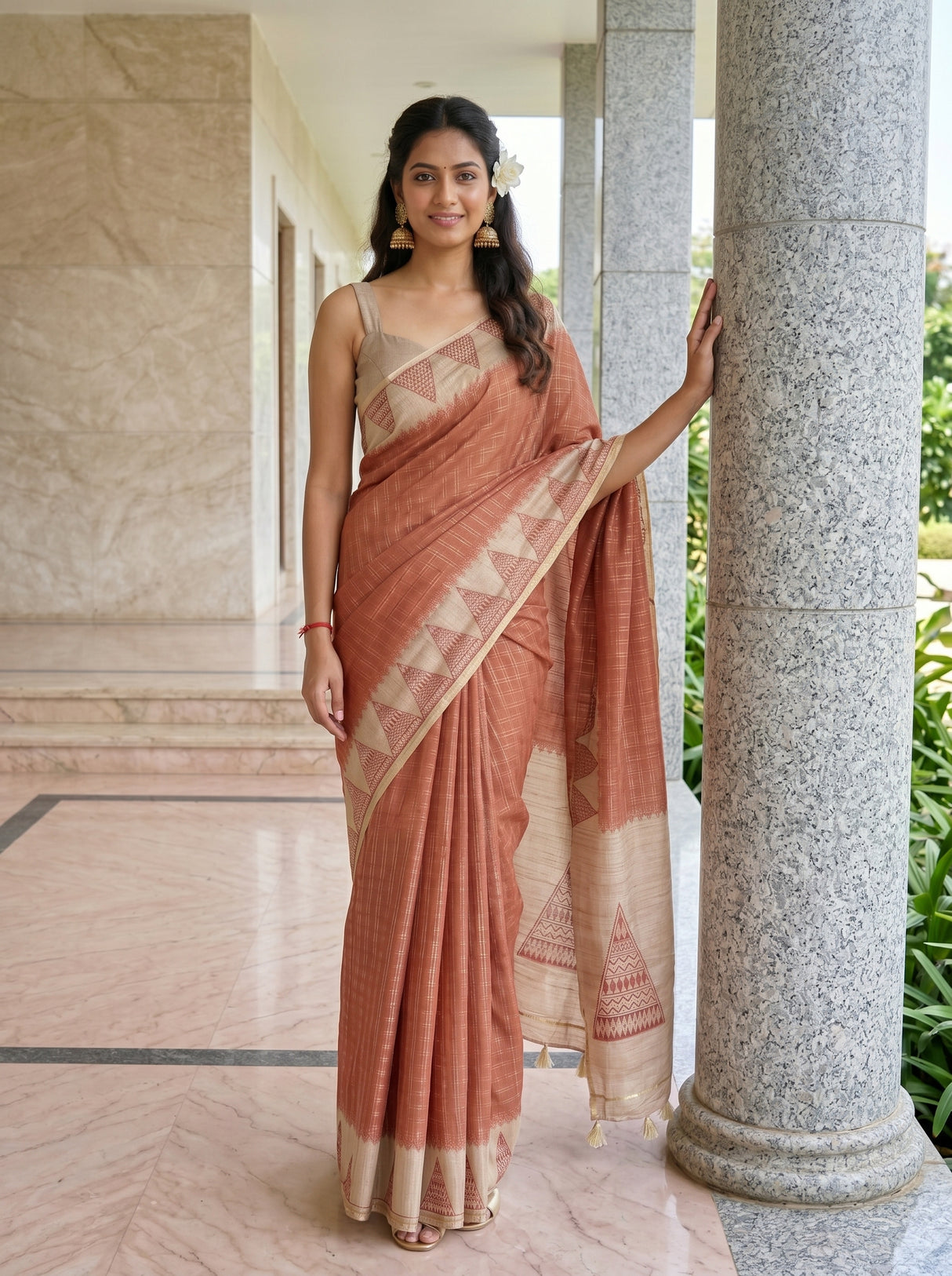 MIMOSA Maroon Saree Saree — pose 10 styling detail