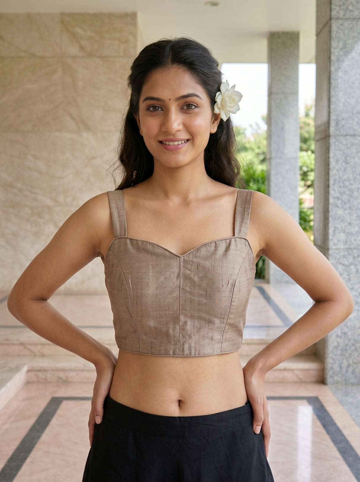 MIMOSA Maroon Saree Saree — blouse close-up