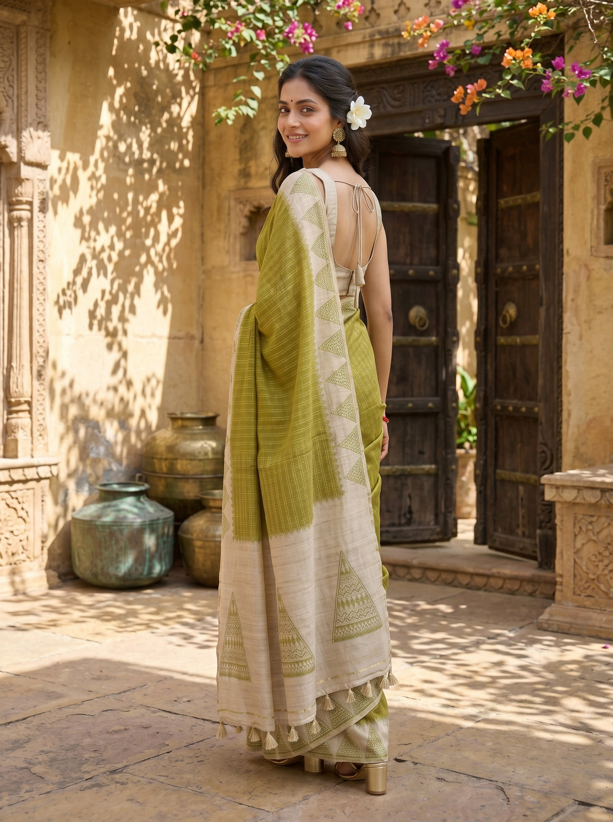 MIMOSA Olive Saree Saree — pose 7 styling detail