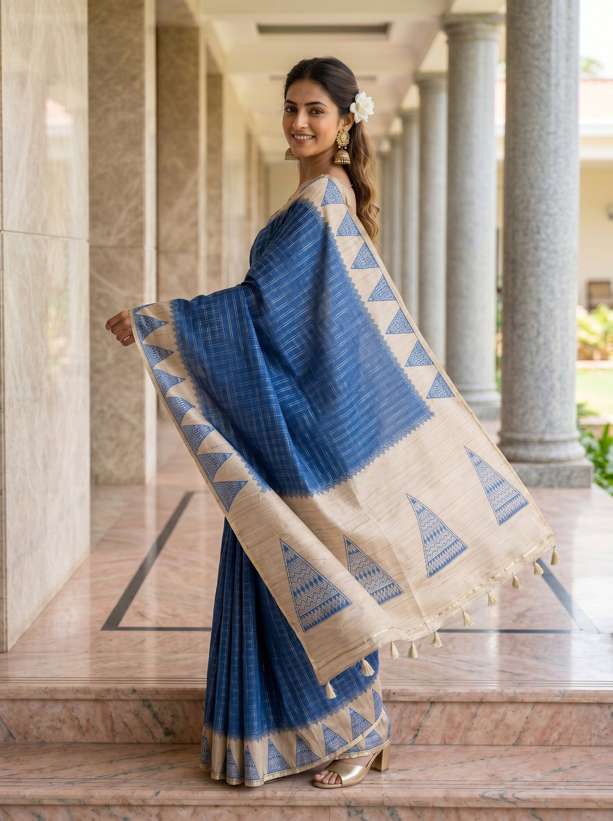 MIMOSA Royal Blue Saree Saree — pose 5 styling detail