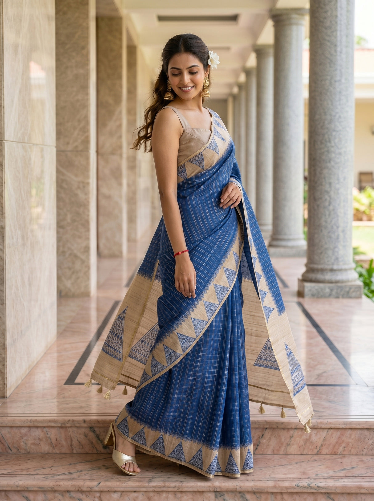 MIMOSA Royal Blue Saree Saree — pose 9 styling detail