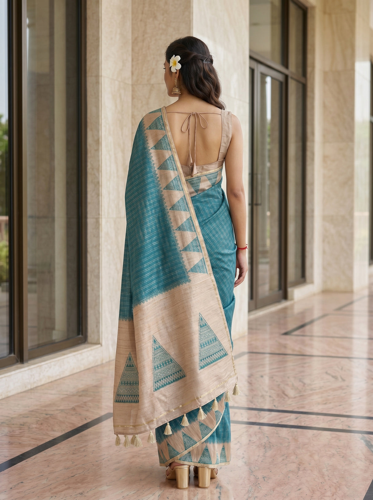 MIMOSA Sapphire Saree Saree — pose 2 styling detail
