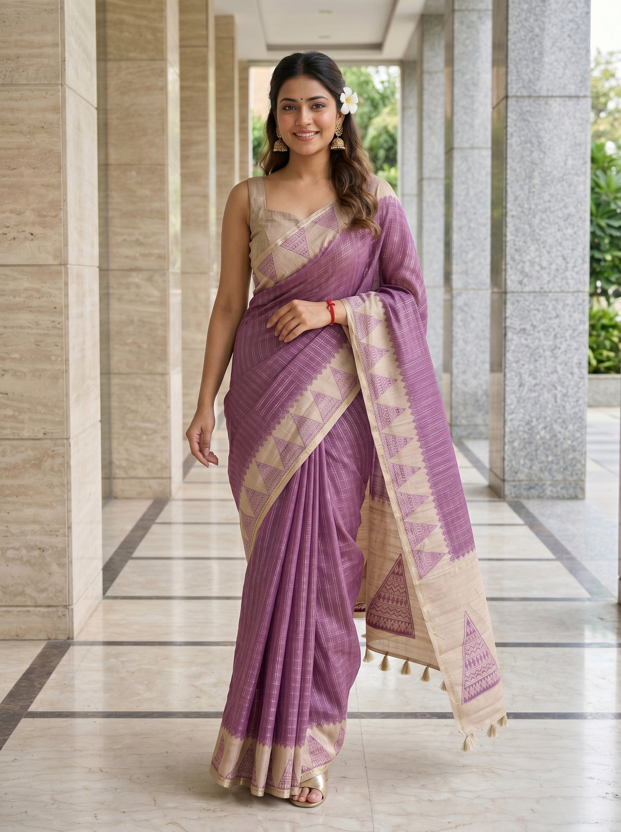 MIMOSA Wine Saree Saree — pose 6 styling detail