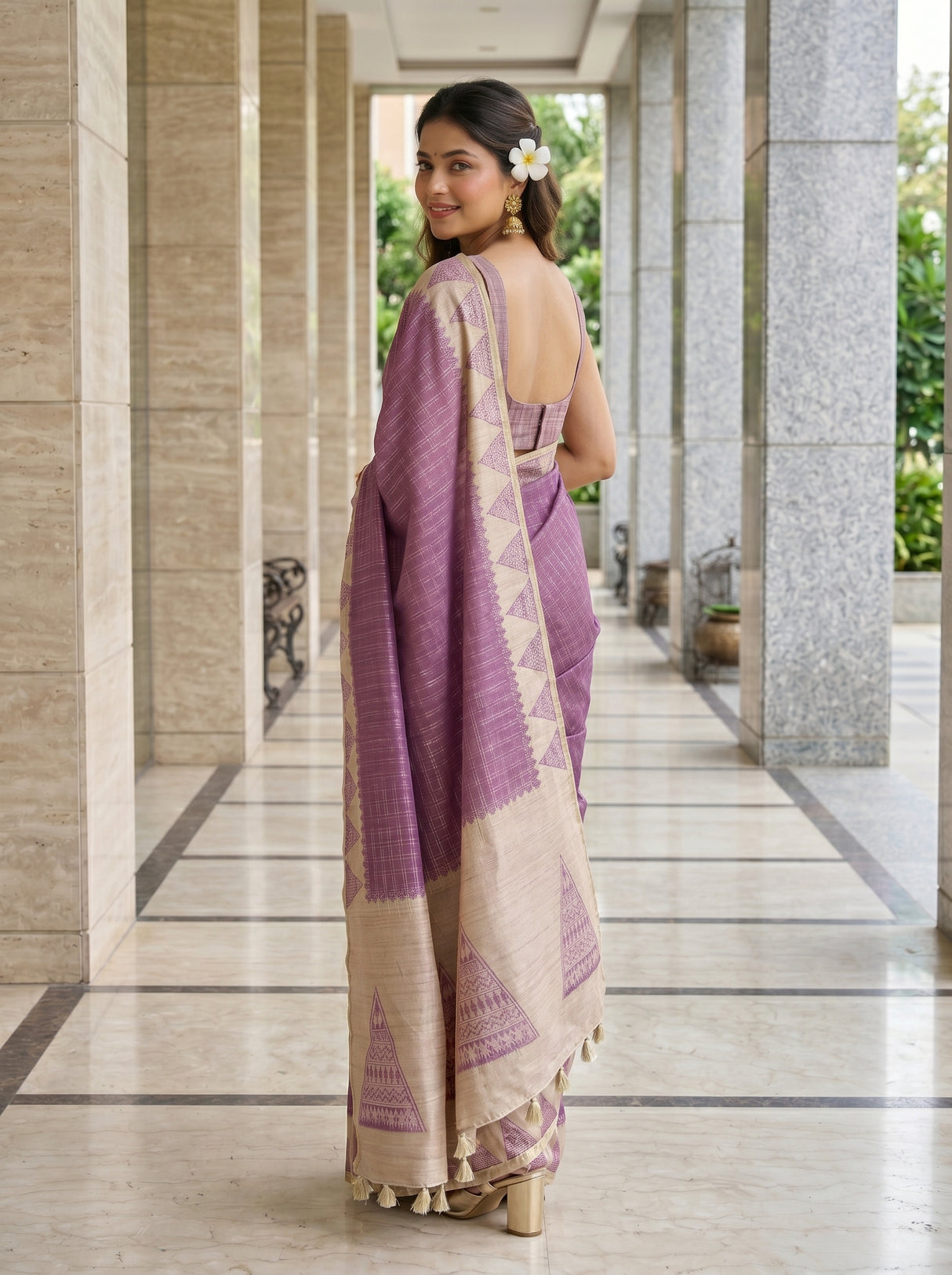 MIMOSA Wine Saree Saree — pose 7 styling detail