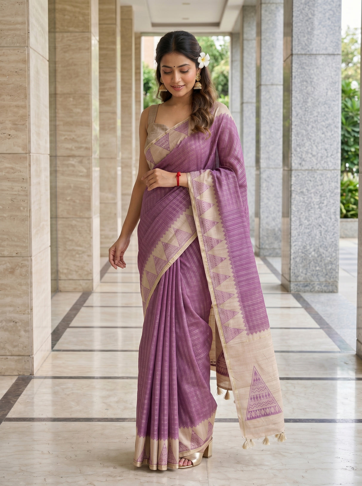 MIMOSA Wine Saree Saree — pose 9 styling detail