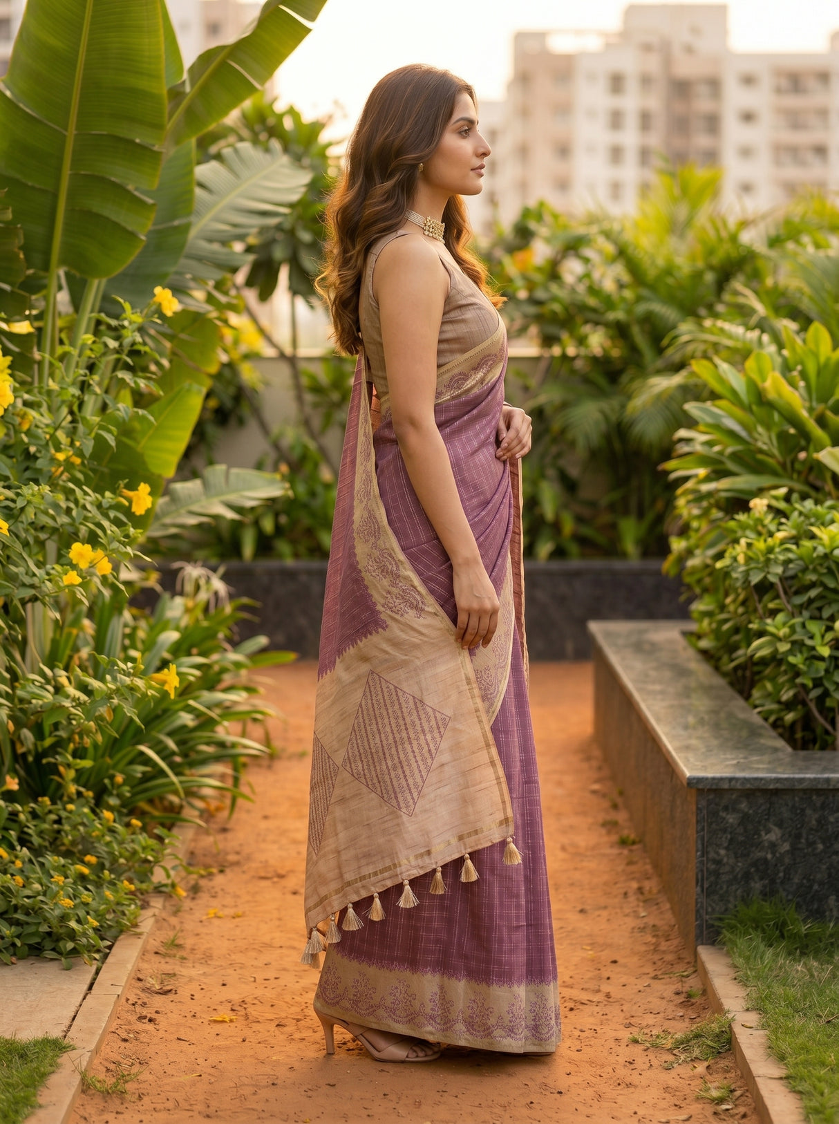 MIMOSA Magenta Saree Saree — pose 3 styling detail