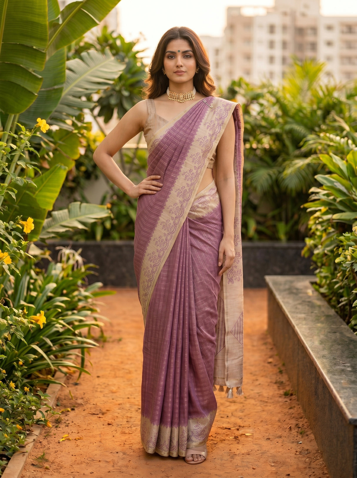 MIMOSA Magenta Saree Saree — pose 4 styling detail