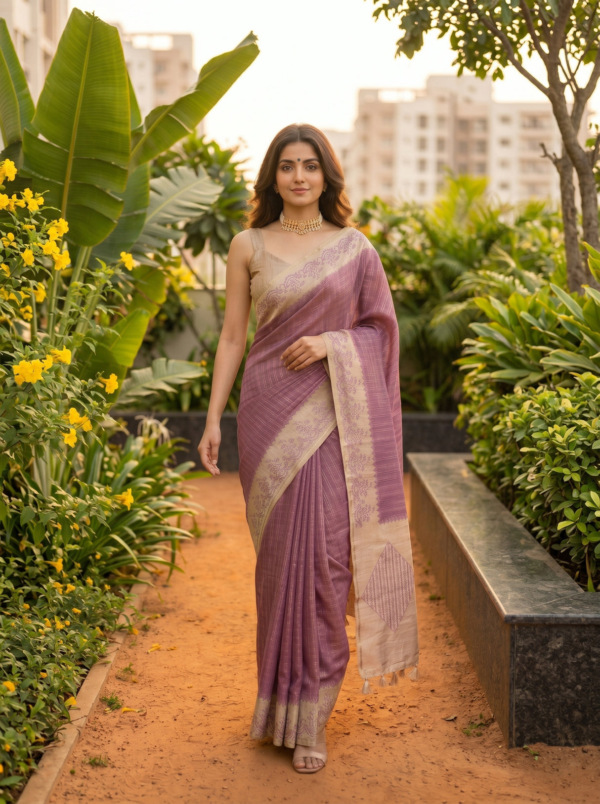 MIMOSA Magenta Saree Saree — pose 6 styling detail