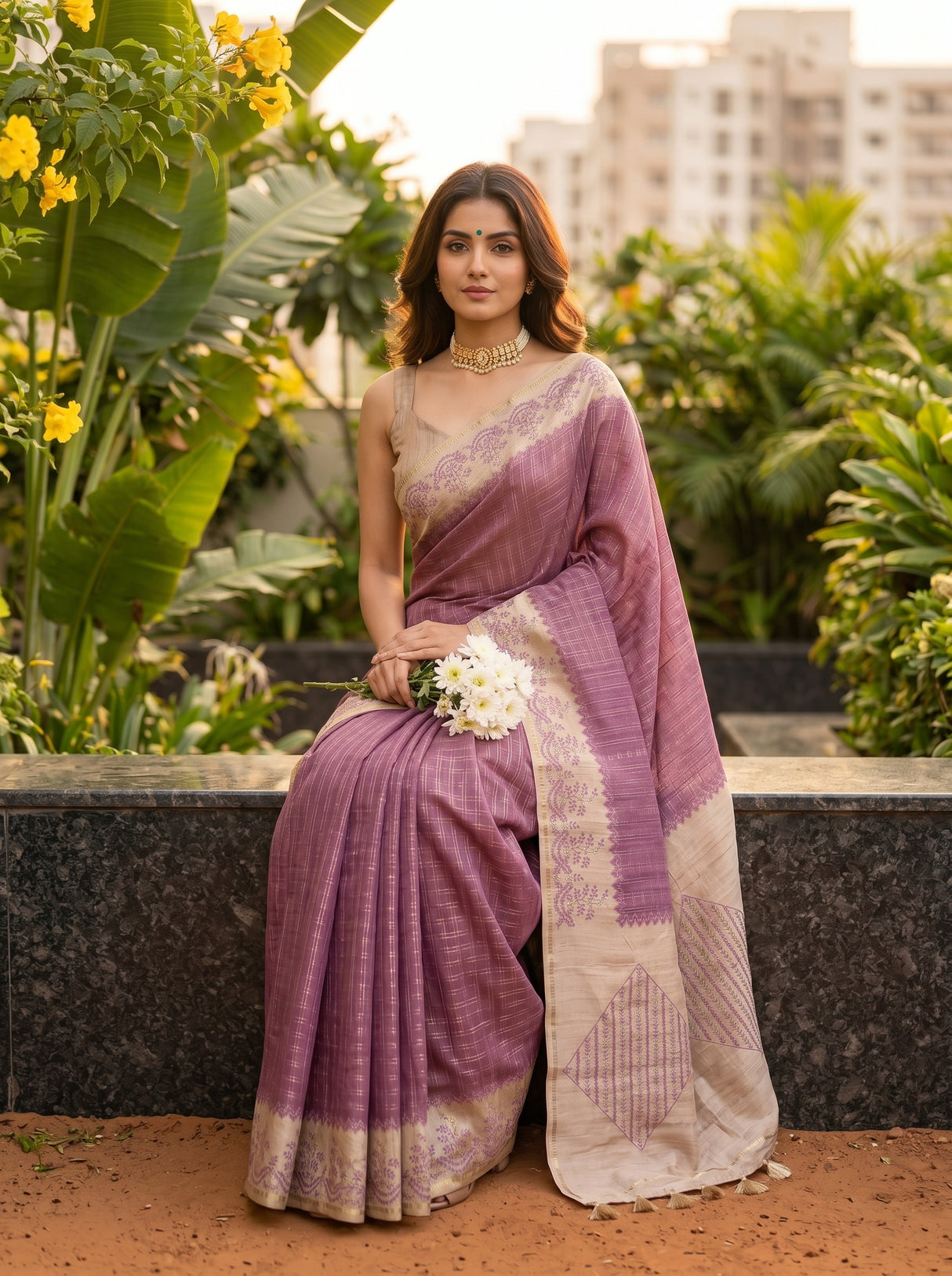 MIMOSA Magenta Saree Saree — pose 8 styling detail