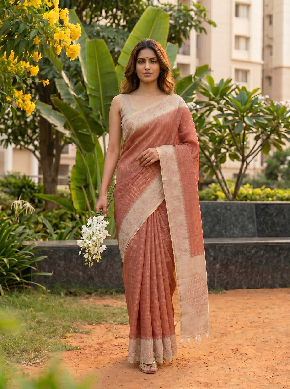 MIMOSA Maroon Saree Saree — pose 6 styling detail