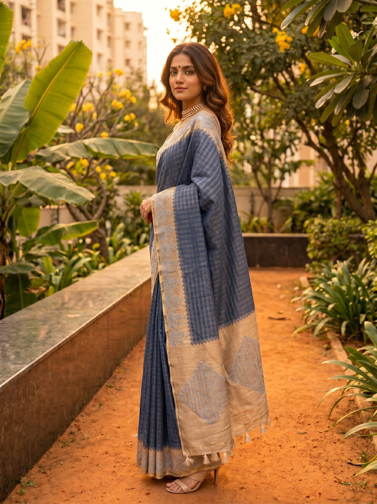 MIMOSA Royal Blue Saree Saree — pose 5 styling detail