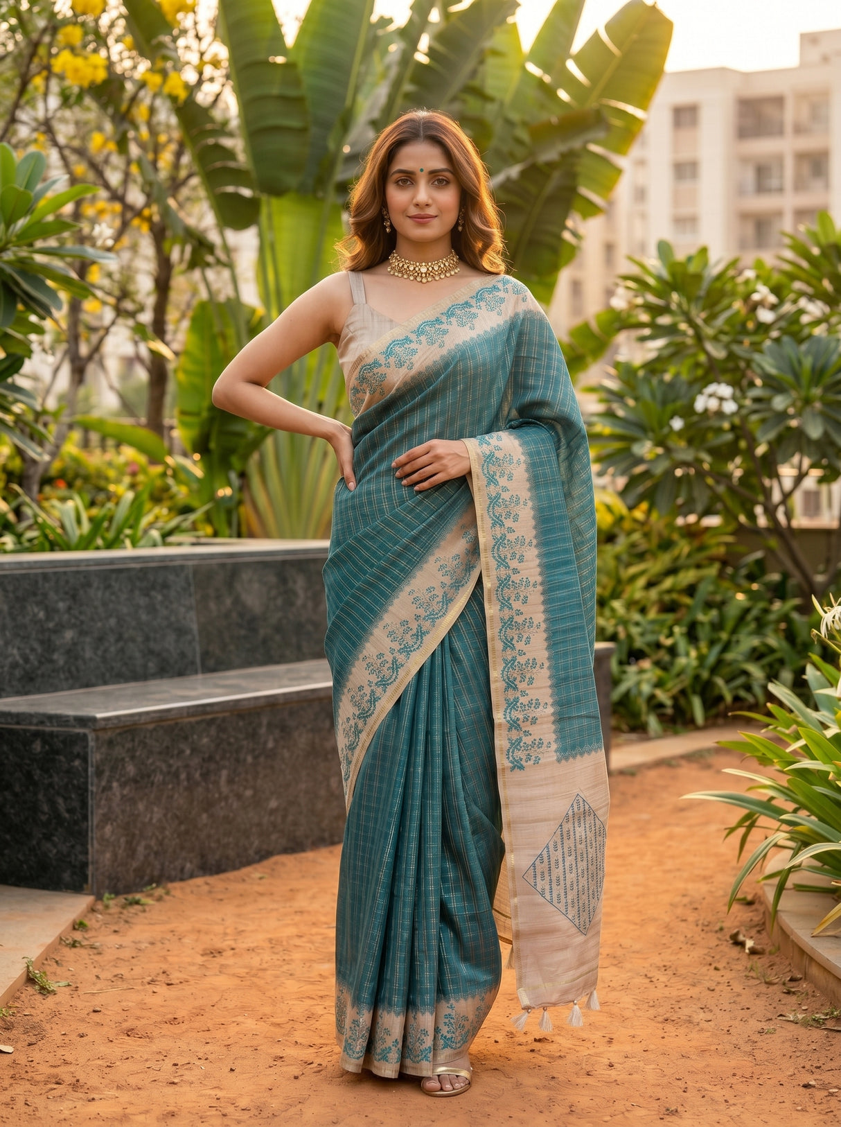 MIMOSA Sapphire Saree Saree — pose 4 styling detail