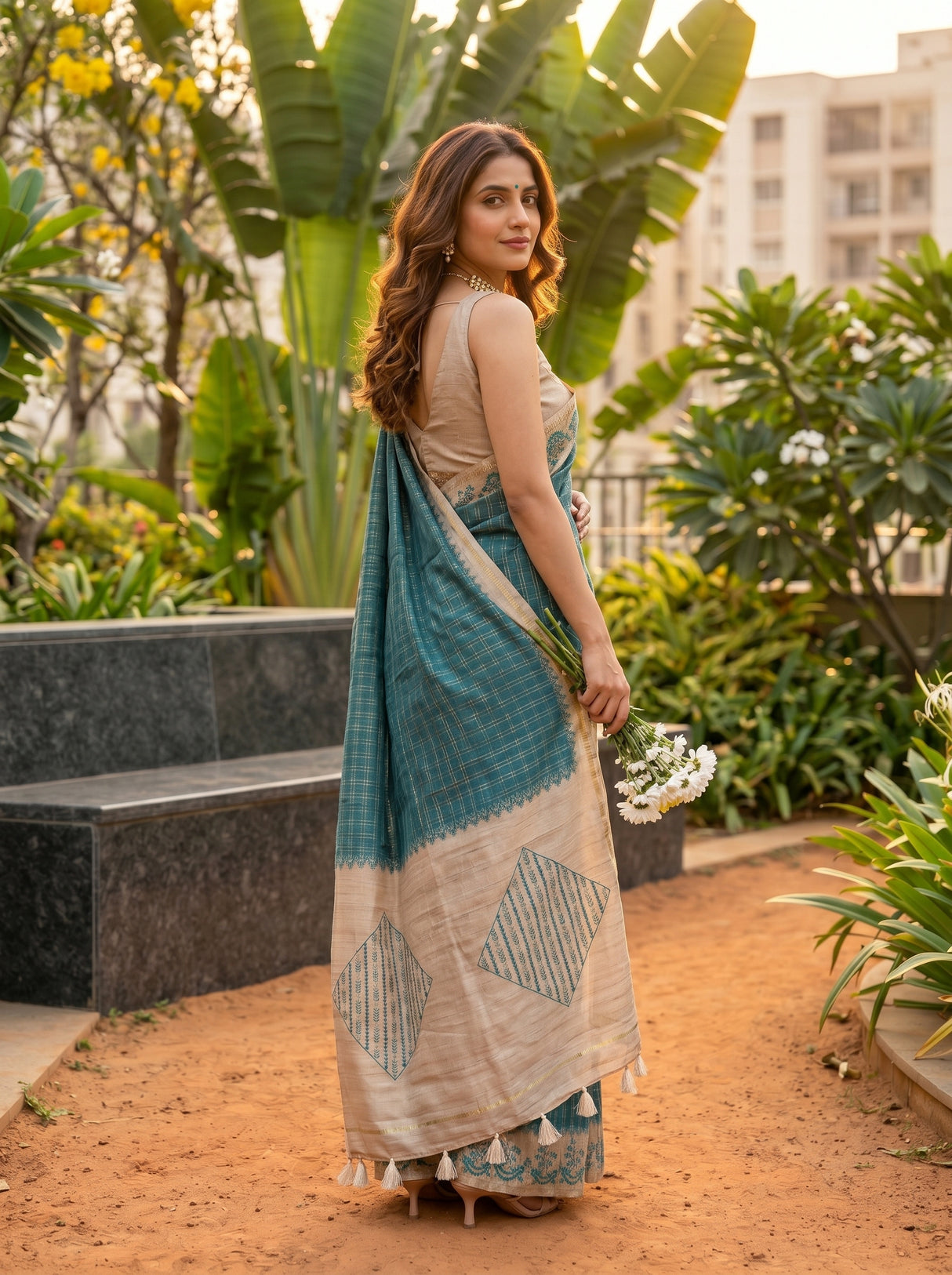 MIMOSA Sapphire Saree Saree — pose 7 styling detail
